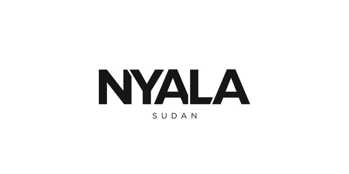 Nyala in the Sudan emblem. The design features a geometric style, vector illustration with bold typography in a modern font. The graphic slogan lettering.