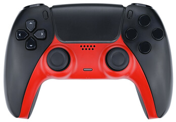 Black and red gaming controller isolated on a transparent background. © gangster9686