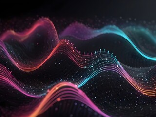 Obraz premium Vibrant Fractal Energy Illuminating Abstract Wave Design