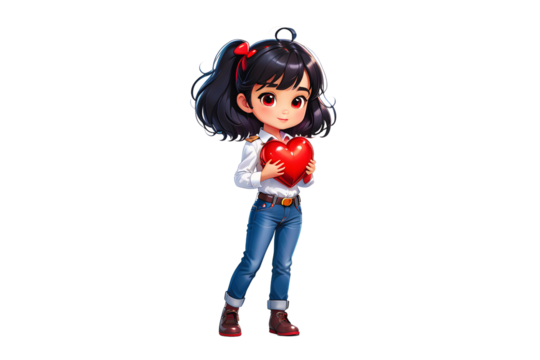 Wonderful Little Girl with Shiny Black Hair (PNG 10800x7200)