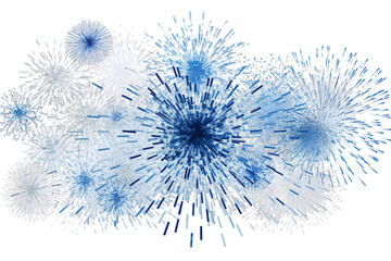 Blue magical shooting stars motion, winter season, stars confetti, snowflakes and dust, isolated on a Transparent background. Generative AI