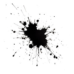 Black ink splashes white isolated on transparent background Remove png, Clipping Path, pen tool, white