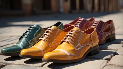 shoe in the style of colorful layered