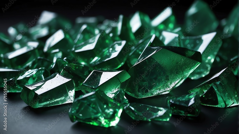 Poster green broken glass background material texture abstract from generative ai