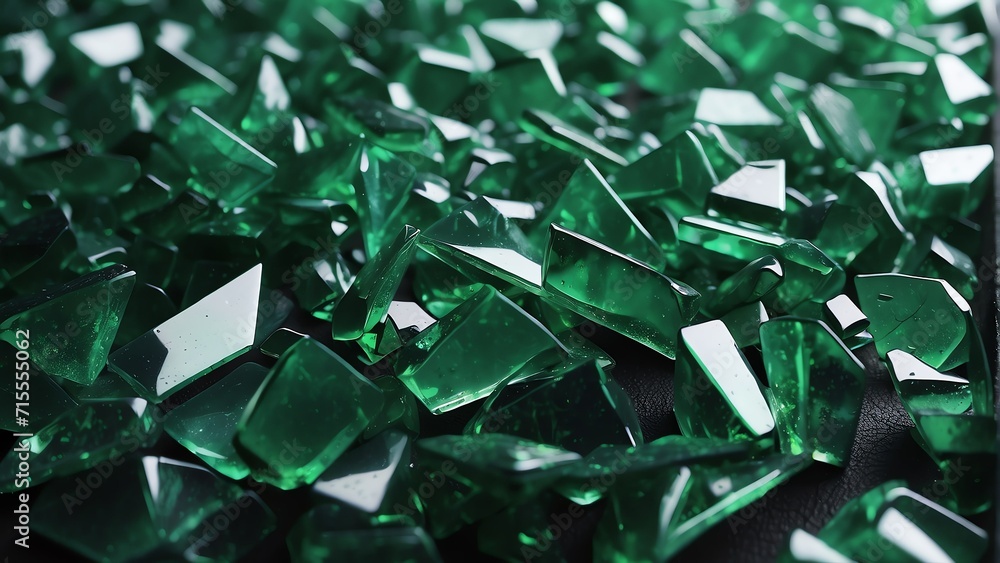 Poster green broken glass background material texture abstract from generative ai