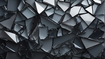 Gray broken glass background material texture abstract from Generative AI