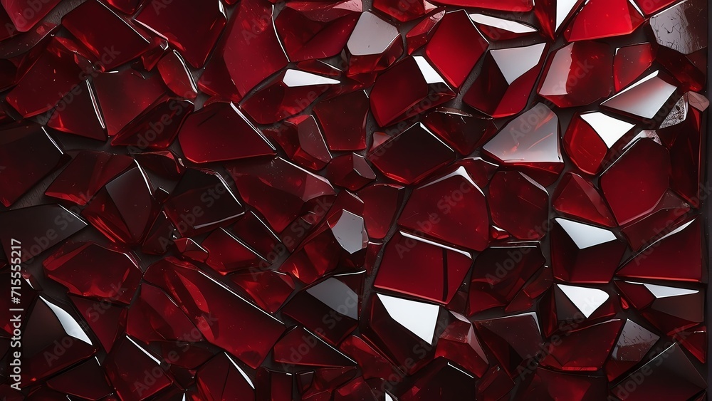 Poster dark red broken glass background material texture abstract from generative ai