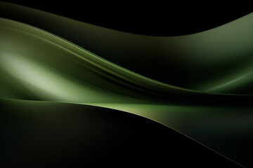 Abstract Green and Black Waves Flowing Design Background. Modern Digital Art Concept