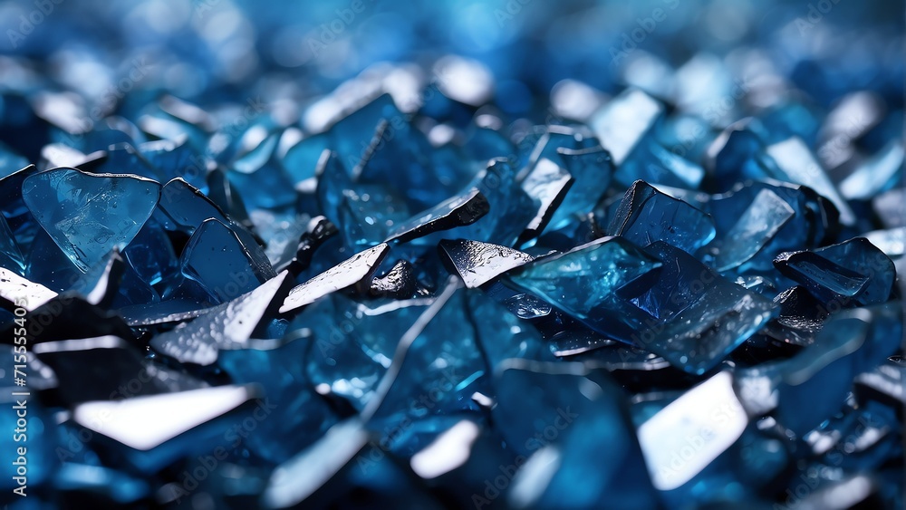 Aufkleber blue broken glass background material texture abstract from generative ai