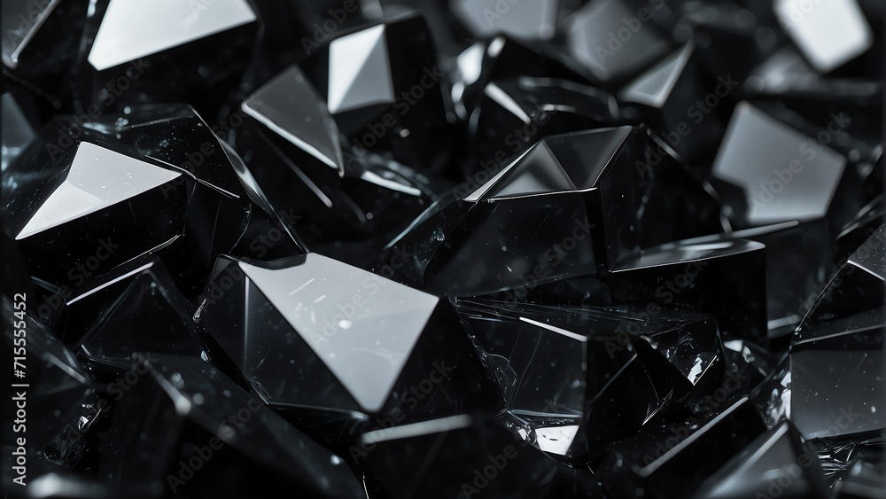 Poster black broken glass background material texture abstract from generative ai