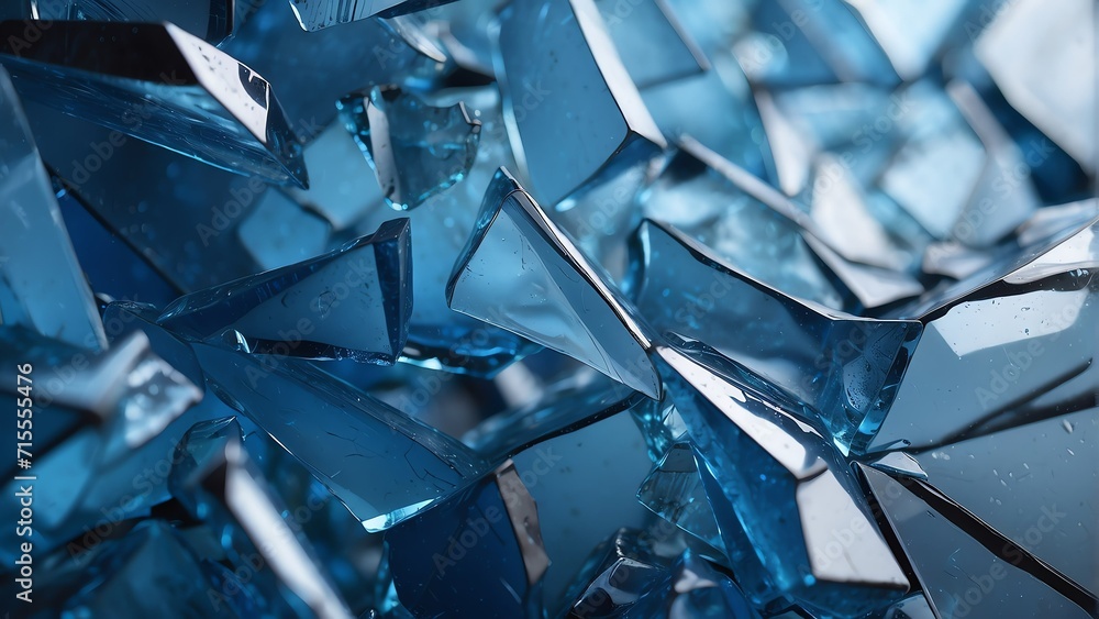 Aufkleber blue broken glass background material texture abstract from generative ai