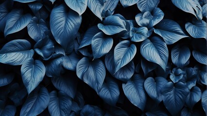 Blue plant tropical leaves background pattern wallpaper from Generative AI