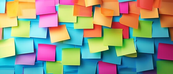 Colorful Sticky Notes On Wall Symbolize Business Brainstorming And Strategizing For Success