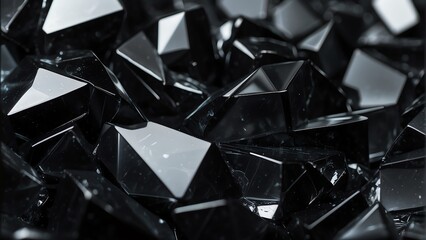 Black broken glass background material texture abstract from Generative AI