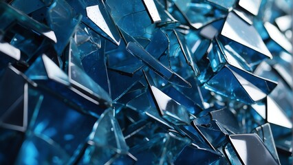 Blue broken glass background material texture abstract from Generative AI
