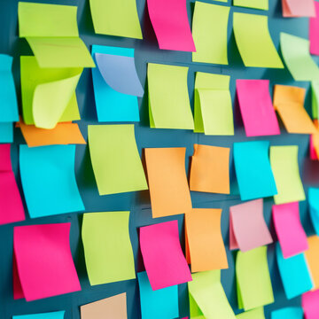Efficient Business Planning Facilitated By Organized Brainstorming With Colorful Sticky Notes