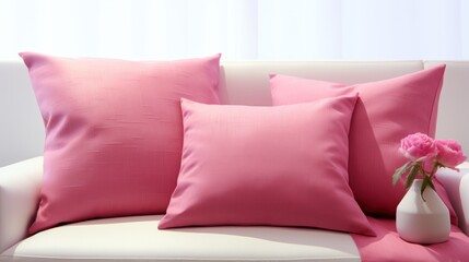 Several pink lined solid colour throw pillows UHD wallpaper