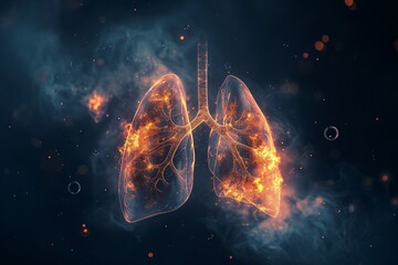 smoker's lungs on a dark background medical concept 3d illustration