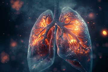 smoker's lungs on a dark background medical concept 3d illustration - obrazy, fototapety, plakaty