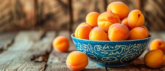 An overflowing bowl of succulent apricots, juicy peaches, and vibrant oranges; a mouth-watering display of natural, whole foods bursting with flavor and goodness