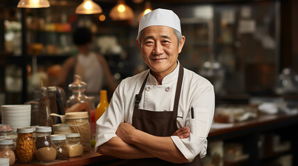 Senior chef in traditional kitchen