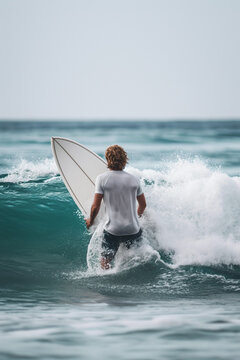 Homem ruivo na praia - Surfista papel de parede