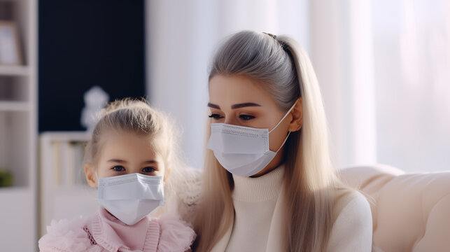 Medical help at home. Woman doctor in a medical mask measures the patient's pulse and oxygen saturation