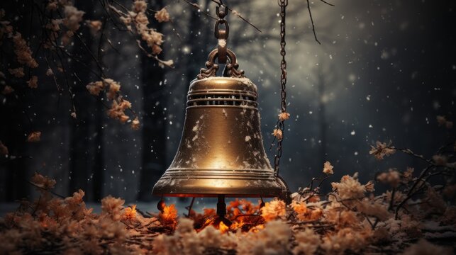 Shot of chutch bell in snowy winter UHD wallpaper