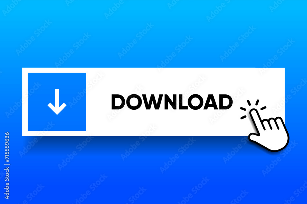 Leinwandbilder 3D download button icon. Upload icon. Down arrow bottom side symbol. Click here button. Save cloud icon push button for UI UX, website, mobile application.