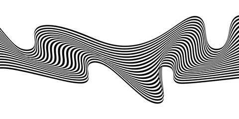 black and white wavy stripes background. Vector illustration
