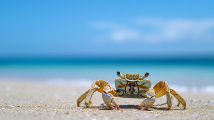 crab on the beach, space for text