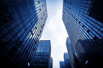 Fototapeta na wymiar Glass exterior walls of financial center skyscrapers