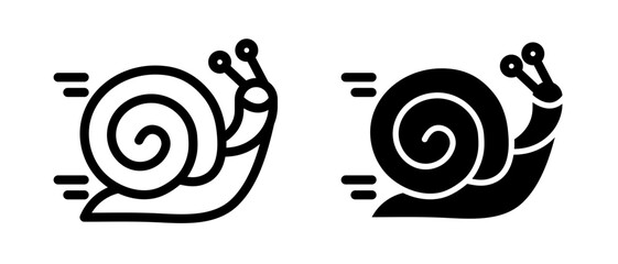 Snail Line Icon. Snails Speed Icon in black and white Color. - obrazy, fototapety, plakaty