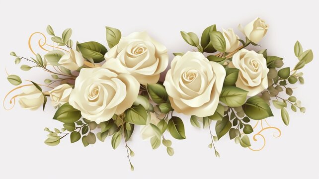 Beautiful cream rose flower arrangement image on white background