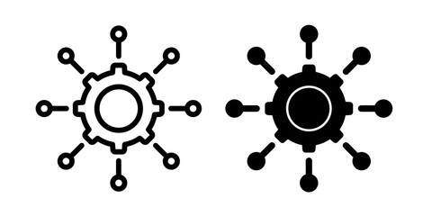 Useful Functions Line Icon. Multi Cog Business Icon in black and white Color.