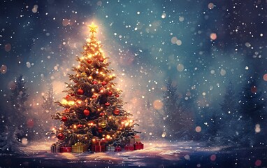 Naklejka premium christmas tree in the night