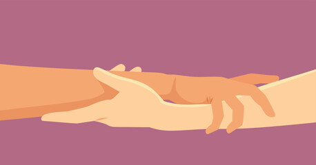 Hands Holding Each Other in Solidarity Vector Cartoon Illustration. People being there for each other with solidarity and trust 
