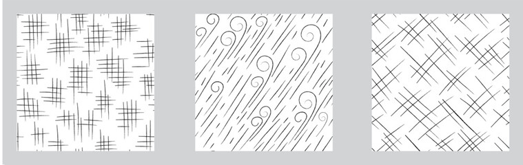 Crosshatch pattern set. Seamless hand draw pattern. Simple crosshatch sketch.