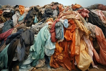 abandoned fabric waste: used garments. Generative AI