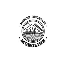 Obraz premium illustration vector graphic mountain nature monoline illustration