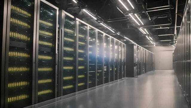 An innovative data center with cloud servers that ensures the operation of the software of a large business center. Generative AI