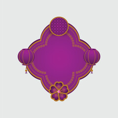 Blank pink chinese frame card template design vector