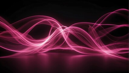 Pink neon curved wave of light with curls and swirls made with smooth illuminated bright glowing lines, motion light effect from Generative AI