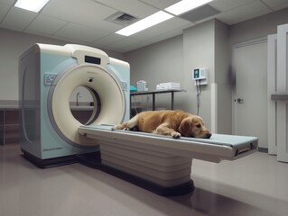 RMI scan for pets, conducted in a veterinary clinic on a dog - obrazy, fototapety, plakaty