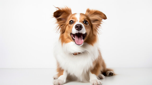 白い背景のペットの犬の画像