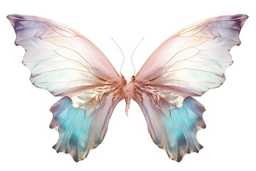 Pastel pride rainbow tone fluffy angel wings isolated on a Transparent background. Generative AI - obrazy, fototapety, plakaty