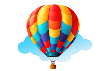One colorful balloon front view  A hot air balloon in flight with people inside. isolated on a Transparent background. Generative AI