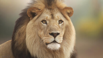 Fototapeta na wymiar CloseUp Image of Lion in Potrait in 4K