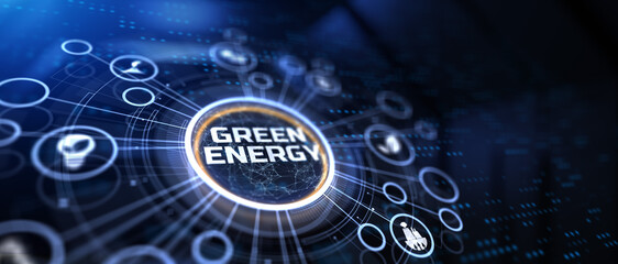 Obraz premium Green energy renewable eco friendly technology concept on virtual screen.