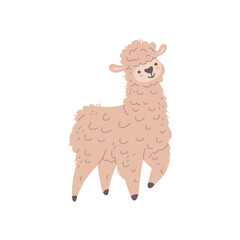 Cute smiling alpaca flat style, vector illustration isolated on white